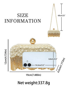 Borsa da Sera per <span class=keywords><strong>Donna</strong></span> con Nappa di Perle, <span class=keywords><strong>Pochette</strong></span> con Strass e Catene, Borsa da Sera Transfrontaliera per Donne - Product Image 5