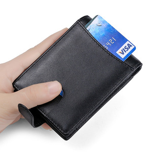 <span class=keywords><strong>Portafoglio</strong></span> Corto da <span class=keywords><strong>Uomo</strong></span> in Vera Pelle Antifurto <span class=keywords><strong>con</strong></span> Fibbia Metallica, Stile Europeo e Americano, Porta Carte di Credito Estraibile a Cinghia - Product Image 1