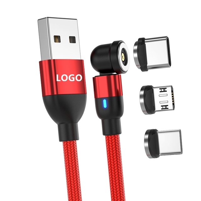 Wholesale 2.4A 3 in 1 Magnetic Usb Cable Charge 540 Degree Rotation Magnetic Charging Cable