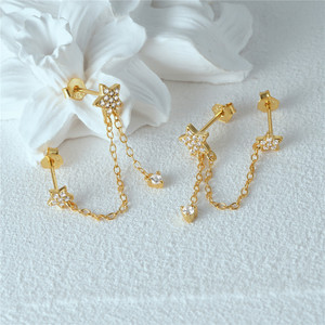 ต่างหูแบบห้อยประดับพู่ห้อย CANNER Fine Jewelry ทำจากเงินแท้ S925 รูปดาว ประดับเพชร CZ 5A สำหรับผู้หญิง - Product Image 2