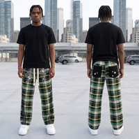 Pantalon de survêtement vintage à carreaux pour homme, style Y2K, avec broderie étoile et rayures latérales, coupe large, streetwear