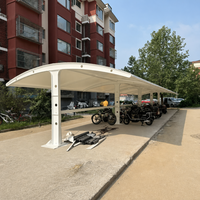 Abri de voiture extérieur en structure membranaire, imperméable, en PVDF, avec structure en acier et abri en tissu tendu, pour jardin et parking