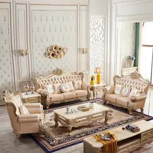 Große Sofas antike hölzerne königliche Sofa garnitur Wohnzimmer-Sofas im viktoria nischen Stil für Luxus zu Hause
