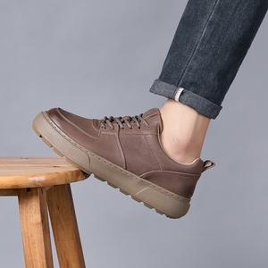 Baskets rétro pour hommes en cuir de vache véritable, basses, à lacets, avec semelle compensée pour la saison printemps-automne - Product Image 6