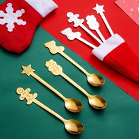 Ensemble de couverts de Noël en acier inoxydable : cuillère, cuillère à dessert, cuillère à café