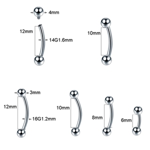 G23 titanio roscado internamente 16G barra curva pequeña <span class=keywords><strong>Vertical</strong></span> <span class=keywords><strong>Labret</strong></span> labio joyería con circón para Piercing de cejas para niños - Product Image 4