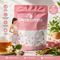 Poudre de café vert instantané Halal saveur jasmin naturel pour la perte de poids rapide, la combustion des graisses, la détoxification et le contrôle du régime, fabriquée en usine OEM