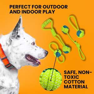 Jouets à mâcher personnalisés pour chiens en gros – Haltères classiques, balles et cordes en coton de luxe interactives pour chiens - Product Image 6