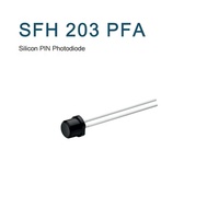 Photodiode PIN en silicium OSRAM SFH 203 PFA 5 mm, époxy noir, 750-1100 nm, réponse rapide 5 ns, 75 °   Grand angle pour la sécurité et la télécommande