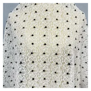 Diseñadores de lujo 100% poliéster tela bordada Soluble en agua mujeres vestidos de moda textiles para el hogar bordado elegante transparente