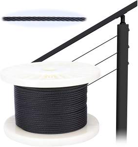 Cable <span class=keywords><strong>de</strong></span> acero inoxidable T316 para barandilla <span class=keywords><strong>de</strong></span> escalera interior, <span class=keywords><strong>cuerda</strong></span> <span class=keywords><strong>de</strong></span> alambre negra, 1/8, Avión <span class=keywords><strong>de</strong></span> grado marino, balaustrada artesanal, 7x7.300 pies W - Product Image 1