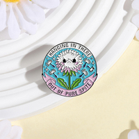 Broche en émail Pissenlit 'Hanging In There Out Of Pure Spite', amusante et mignonne, pour sac, revers, bijou, cadeau