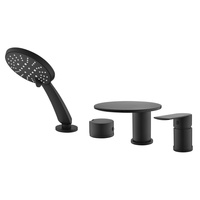 Robinet de baignoire noir mat à montage sur pont avec douchette, en laiton, pour salle de bain, vente directe usine