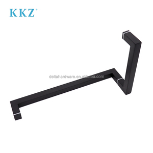 KKZ D Tipo 8 "X 24" Barra de toalla Combo Acero inoxidable 304 Manija de puerta negra mate para vidrio de ducha de 1/4 "a 1/2" - Product Image 2