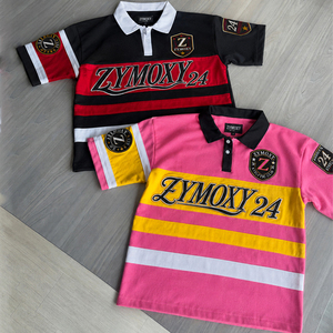 Custom Summer Wear High Quality Men Embroidery <b>Short</b> <b>Sleeve</b> Rugby Retro Lapel Cotton Polo <b>Shirt</b> Design <b>Button</b> <b>Up</b> Polo <b>Shirts</b> - Product Image 2