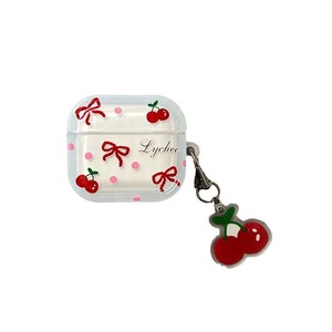 เคสลายการ์ตูนจุดสีแดงพร้อมโบว์เชอร์รี่ เหมาะสำหรับ AirPods 4, Pro 3 หูฟังไร้สาย ป้องกันการกระแทก - Product Image 5