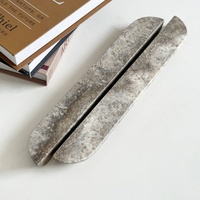 Poignées de porte ovales longues en pierre naturelle STONEKOCC 32x8x4cm, poignées de luxe en marbre gris argenté, travertin pour meubles