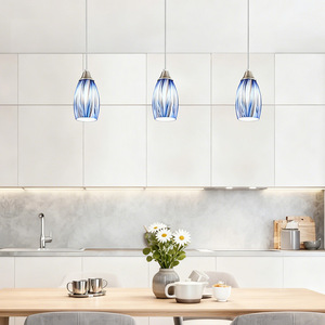 Mini Lámpara Colgante de Vidrio Ovalada E27 LED con Altura Ajustable para Cocina, Comedor, Bar - Product Image 2