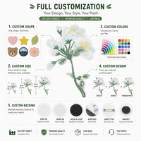 Écusson brodé personnalisé en forme de branche florale blanche, avec applique florale détaillée, pour robes, vêtements, sacs, vente en gros, direct usine