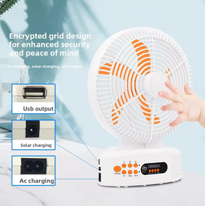 Ventilateur de table solaire <span class=keywords><strong>rechargeable</strong></span> à batterie lithium avec lumière intégrée et <span class=keywords><strong>chargeur</strong></span> pour camping, éclairage et refroidissement extérieur - Product Image 4