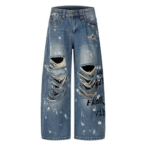 <span class=keywords><strong>Jean</strong></span> ample <span class=keywords><strong>d</strong></span>échiré et <span class=keywords><strong>d</strong></span>élavé style américain tendance pour homme – <span class=keywords><strong>Jean</strong></span> en denim selvedge - Product Image 1