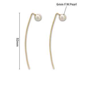 Pendientes de enhebrador de perlas de agua dulce de oro auténtico de 14 quilates, diseños minimalistas de uso diario, estilo moderno para mujeres para bodas y fiestas - Product Image 5