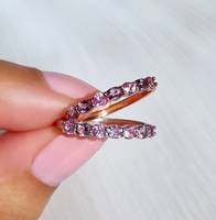 Rosa Saphir und rosa Amethyst Ring Sterling Silber Half Eternity Band Ring