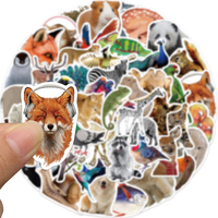 50 autocollants en PVC imperméables à thème animalier de dessin animé, autocollants décoratifs DIY pour ordinateur portable, bagages, adolescents et adultes, cadeau