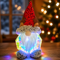 Gnomo Navideño Iluminado, Figura Decorativa Iridiscente para Mesa, Gnomo de Santa Claus con Luz LED, Alimentado por USB, con Gorro y Barba de Felpa, Decoración Navideña para el Hogar