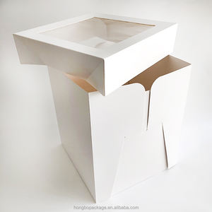 Groothandel Hoge Kwaliteit Op Maat Witte Hoge Taartdoos Ivoor Karton Gecoate Matte Afwerking UV Venster Matte Laminatie voor Voedselverzending - Product Image 1