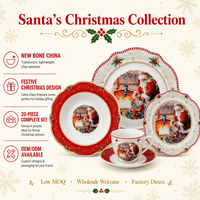 Service de table en céramique de Noël 20 pièces, vaisselle en porcelaine fine, assiettes décoratives Père Noël, ensembles de dîner