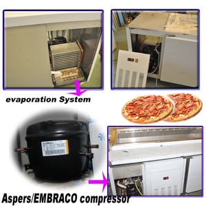 Mesas de preparación de mesa de refrigerador de ensalada de pizza de doble puerta de acero inoxidable con refrigeración debajo del mostrador - Product Image 6