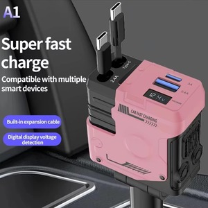 Chargeur de voiture robuste 66W 4 en 1 avec câbles rétractables pour camions tout-terrain, SUV, adaptateur de charge rapide universel 12/24V - Product Image 2