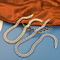 Penjualan terlaris 2025 grosir Baguette penuh Iced Out rantai Kuba NL2017 Miami berlian imitasi Choker kalung pria