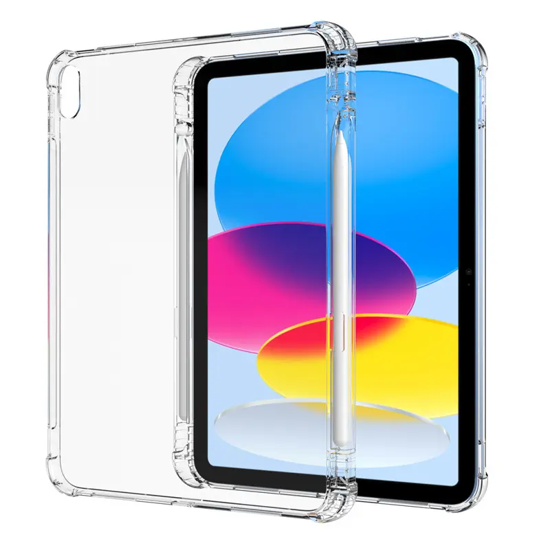for iPad 10th Generation Case 2022 with Pencil Holder, Clear Shockproof Slim Soft TPU Back Cover for iPad 10.9 inch 10th Gen