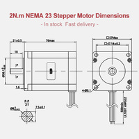 Motor Stepper Nema 23 2-Fase 3A 2Nm/283.2oz.in Hybrid NEMA 23 untuk Mesin CNC, Printer 3D