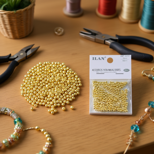 Perles métalliques ILAN 4 mm plaquées or, rondes, petit trou, pour la création de bijoux et accessoires - Product Image 2