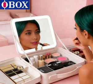 กระเป๋าใส่อุปกรณ์อาบน้ำ OBXO พร้อมกระจก HD 3 <span class=keywords><strong>โทน</strong></span>สี สำหรับช่าง<span class=keywords><strong>แต่งหน้า</strong></span><span class=keywords><strong>เจ้าสาว</strong></span> กระเป๋าขนาดกะทัดรัดสำหรับงานแต่งงานที่ต่างประเทศ - Product Image 3