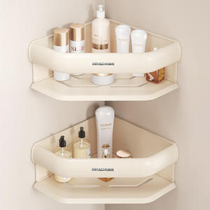 Estante de Almacenamiento Triangular Meiruide para Esquina, Montado en la Pared, 2 Niveles, Barra de Seguridad Antideslizante, Organizador para Baño - Product Image 1