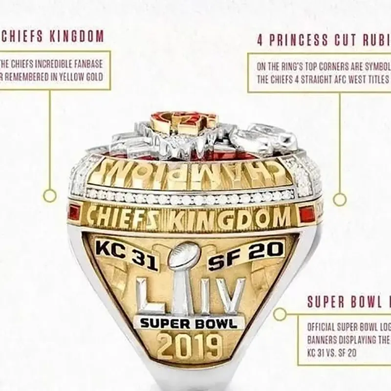 NFL Kansas City Chiefs Rugby Championship Ring Custom Design High Quality Sport Champions Rings For Sport Team