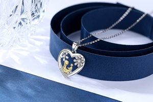 La familia de cristal de corazón de la madre y el niño collar de la joyería colgante de plata de ley - Product Image 5