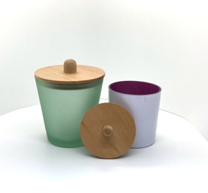 Wooden Flat Surface <b>Lid</b> High Quality Vietnam Unique <b>Decorative</b> Luxury Bulk Essential Oil New Design Candle Glass Jar Candle - Product Image 5