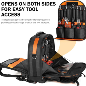 Electrician's Multi-Pocket Partition Waterproof Storage <b>Tool</b> <b>Backpack</b> Thickened Oxford Zipper 46x37x16 OEM Brand Model GJ-90 - Product Image 3
