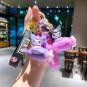 Nette Kuromi Melodie Sanrio Schlüssel bund Kawaii Cartoon Big Eared Hund Frauen Tasche Anhänger PVC Gummi Schlüssel bund