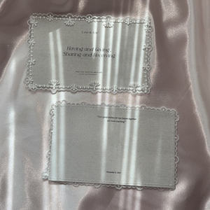 Carte d'invitation de mariage de luxe faite à la main en dentelle, bord festonné, vintage, élégante, personnalisée, imprimée en typographie, gaufrée, offset - Product Image 3