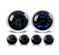 Ensemble de 6 jauges 85 mm pour bateau : Compteur de vitesse GPS 120 MPH & Tachymètre 8000 tr/min, Indicateurs de carburant/huile/température/voltage (US)