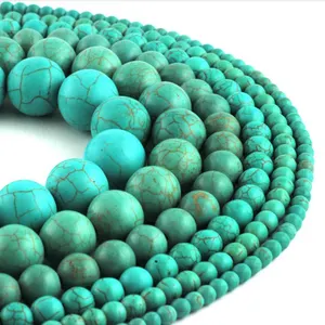 Perline di pietra naturale perline rotonde pietre turchesi dritte per gioielli fai da te che fanno bracciali e collane