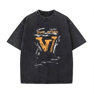 T-shirt en coton tissé surdimensionné à col rond et manches courtes, style streetwear décontracté, 180g, imprimé par transfert thermique, pour homme, été, usage quotidien - Product Image 3