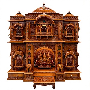 Templo Tradicional Vaishnav Haveli Mandir con Detalles Tallados a Mano, Dómes de Madera de Teca Sólida para Pooja, Muebles para el Hogar con Almacenamiento, Personalizable - Product Image 2