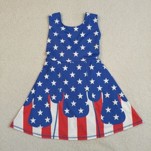 Robe de sport respirante pour petites filles, style décontracté, avec nœuds étoiles du 4 juillet, motif drapeau, pour le tennis, le yoga, et les activités sportives, avec short intégré. - Product Image 4